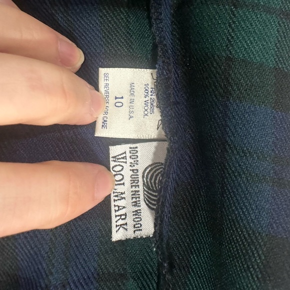 Pendleton Plaid Wool Button Down Sleeveless Dress 10P Green Navy Jumper USA - Picture 4 of 4